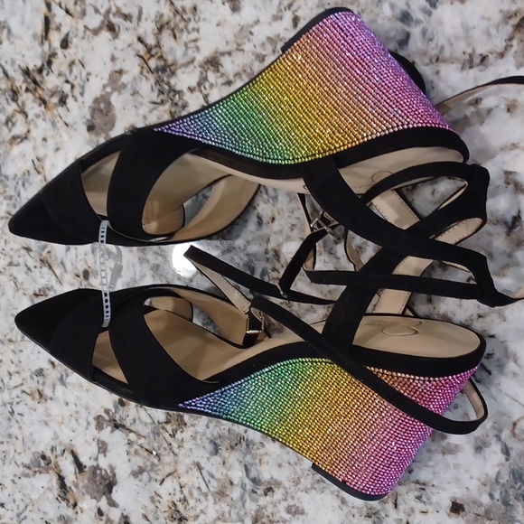 Jessica Simpson Arlisa Rainbow Rhinestone Wedge Heel 🌈 Pride Size 10 - Picture 10 of 16